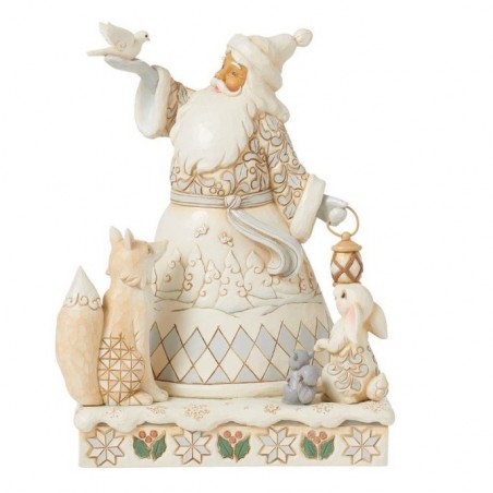 Figurine Père Noël Des Bois Tenant Une Colombe