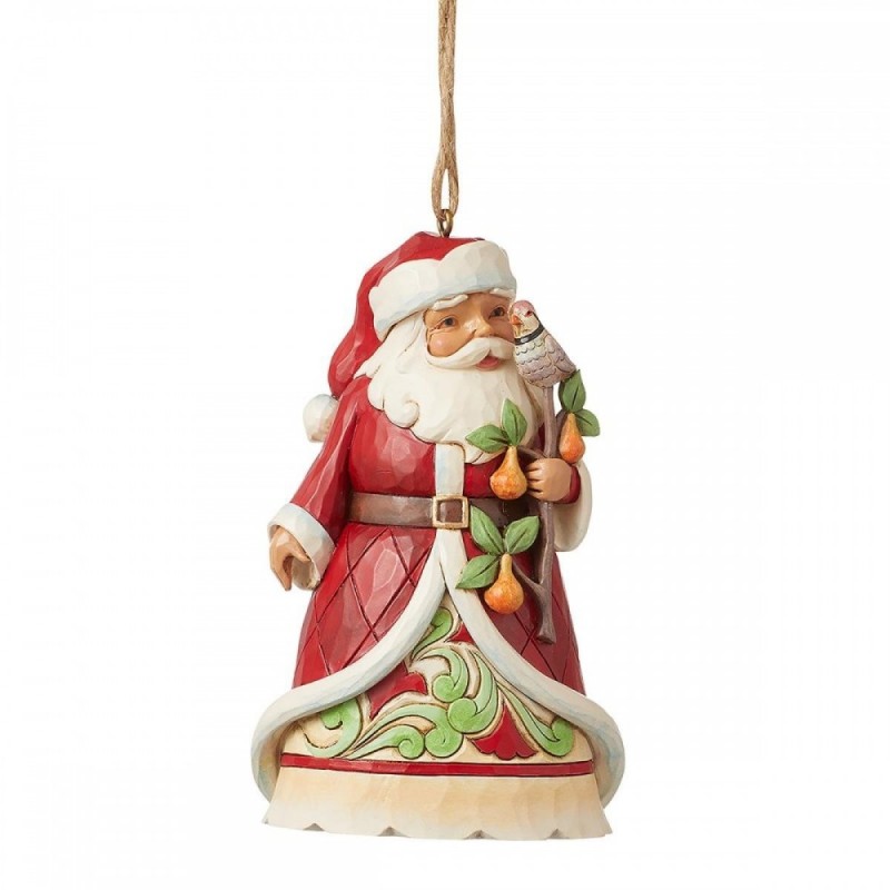 Figurine Suspension Père Noël Avec Une Perdrix