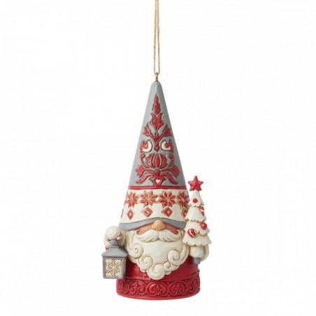 Figurine Suspension Gnome De Noël Nordic Avec Un Sapin Et Une Lanterne