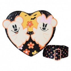 Sac À Bandoulière Cœur Phosphorescent Mickey Minnie Costume De Fantôme Fleuri