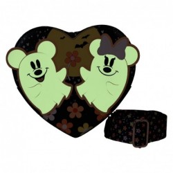 Sac À Bandoulière Cœur Phosphorescent Mickey Minnie Costume De Fantôme Fleuri