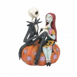 Figurine Jack Et Sally Sur Une Citrouille Disney Traditions