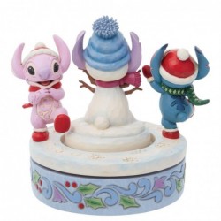 Figurine Stitch Angel Construisent Un Bonhomme De Neige Rotatif