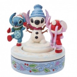 Figurine Stitch Angel Construisent Un Bonhomme De Neige Rotatif