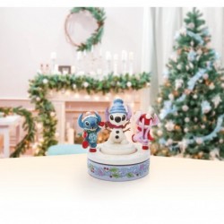 Figurine Stitch Angel Construisent Un Bonhomme De Neige Rotatif