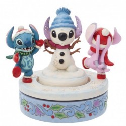 Figurine Stitch Angel Construisent Un Bonhomme De Neige Rotatif