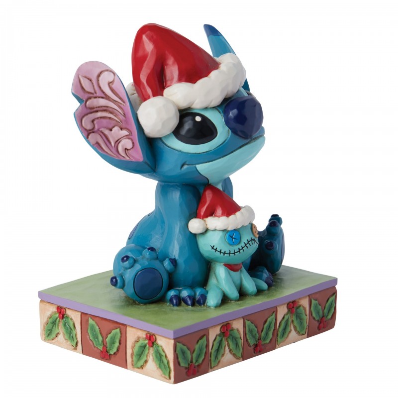 Figurine Père Noël Stitch Et Scrump Disney Traditions