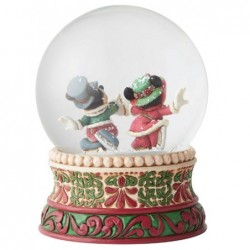 Figurine Snowglobe Mickey Et Minnie Sur Patins Disney Traditions