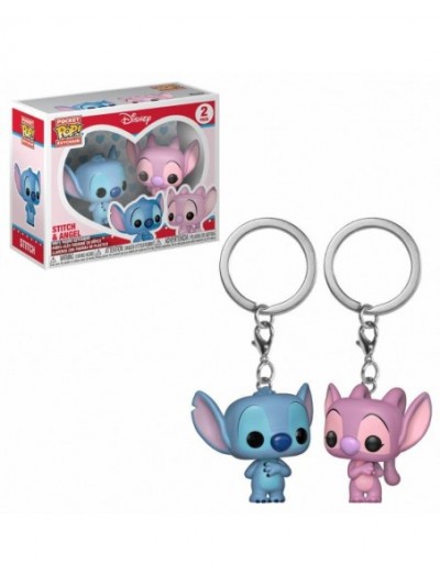 Lilo Stitch Pack Porte-Clés Pocket Pop Vinyle Stitch  Angel 4 cm