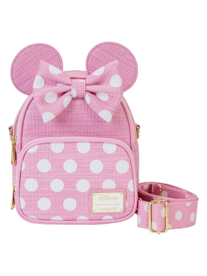 Mini Sac À Dos Et Sac Bandoulière Convertible Texture Tissée Minnie Disney Loungefly