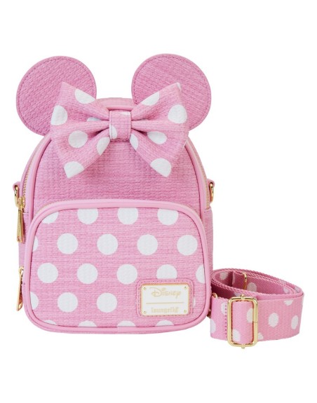 Mini Sac À Dos Et Sac Bandoulière Convertible Texture Tissée Minnie Disney Loungefly