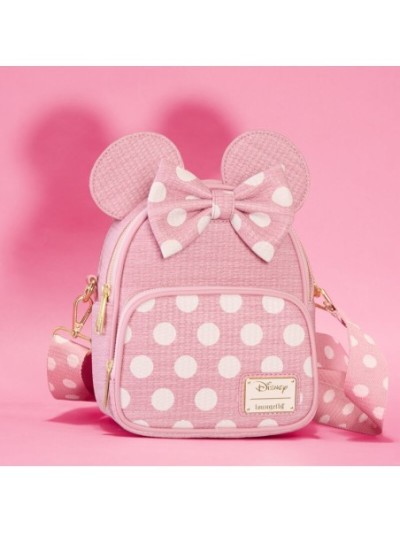 Mini Sac À Dos Et Sac Bandoulière Convertible Texture Tissée Minnie Disney Loungefly