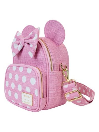 Mini Sac À Dos Et Sac Bandoulière Convertible Texture Tissée Minnie Disney Loungefly