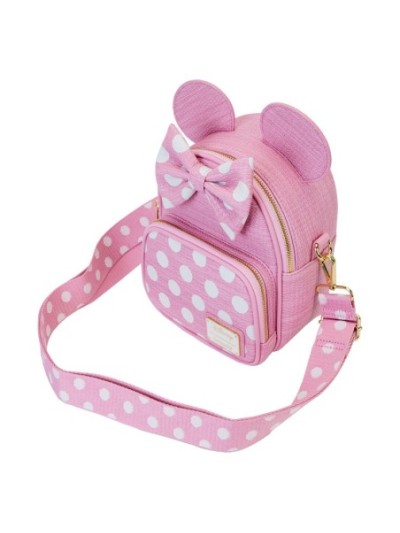 Mini Sac À Dos Et Sac Bandoulière Convertible Texture Tissée Minnie Disney Loungefly