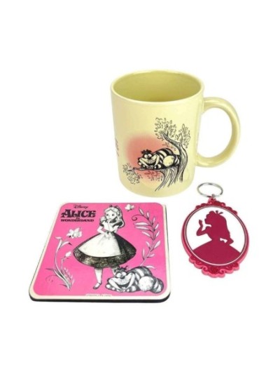 Set Mug,Sous-Verre Et Porte-Clés Alice Aux Pays Des Merveilles Vintage Disney