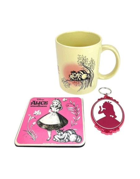 Set Mug,Sous-Verre Et Porte-Clés Alice Aux Pays Des Merveilles Vintage Disney