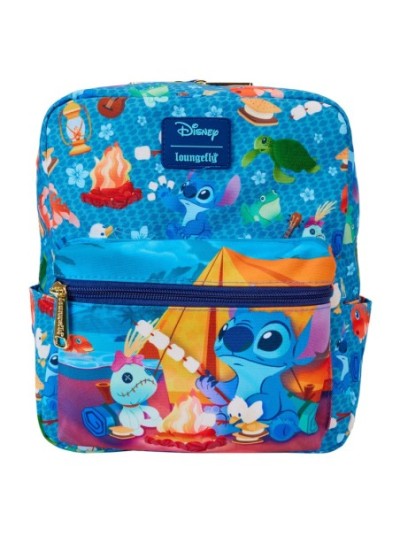 Mini Sac À Dos Carré En Nylon Imprimé Stitch Camping Cuties Disney Loungefly