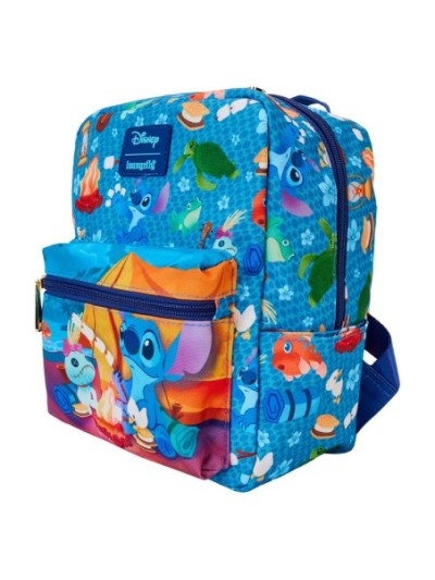 Mini Sac À Dos Carré En Nylon Imprimé Stitch Camping Cuties Disney Loungefly