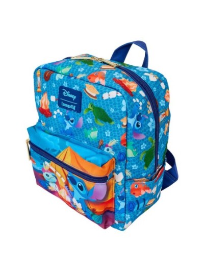 Mini Sac À Dos Carré En Nylon Imprimé Stitch Camping Cuties Disney Loungefly