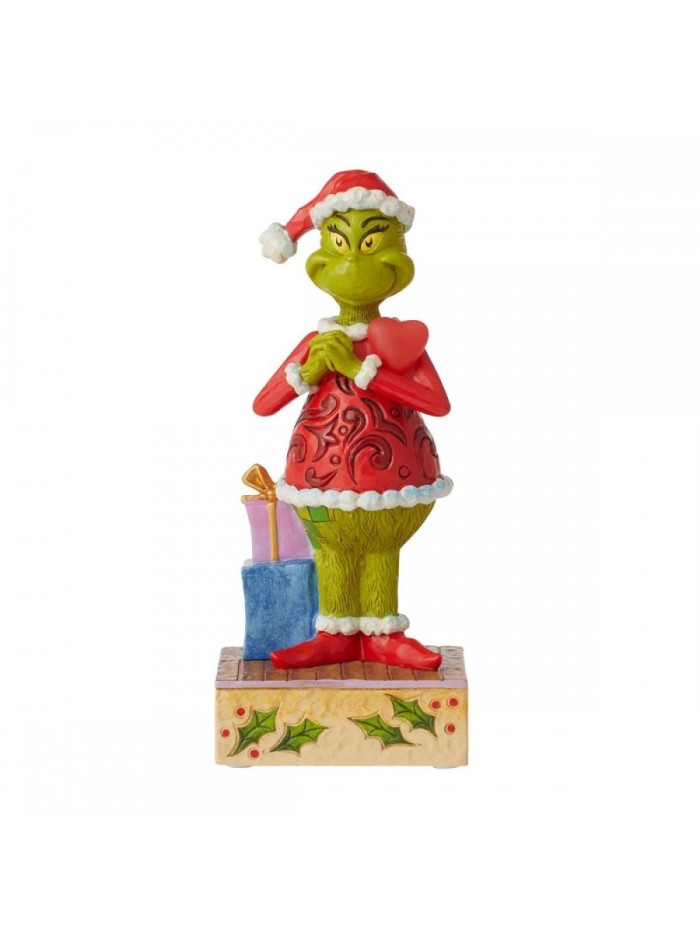 Figurine Grinch Joyeux Au Coeur Clignotant Jim Shore Grinch