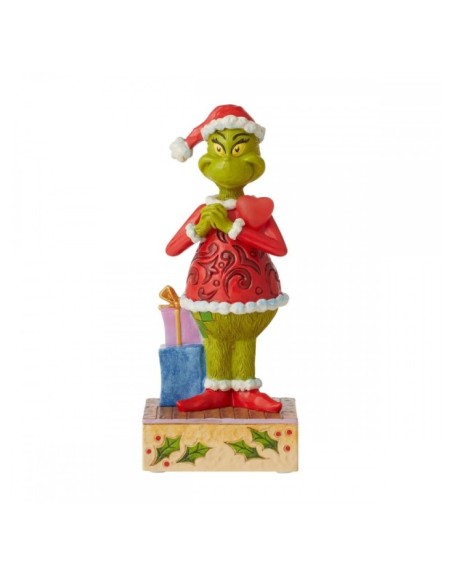 Figurine Grinch Joyeux Au Coeur Clignotant Jim Shore Grinch