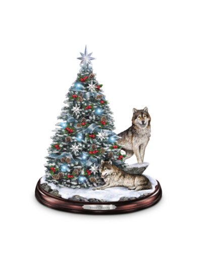 Al Agnew Winter's Majesty Wolf Tabletop Christmas Tree