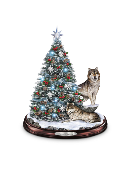 Al Agnew Winter's Majesty Wolf Tabletop Christmas Tree