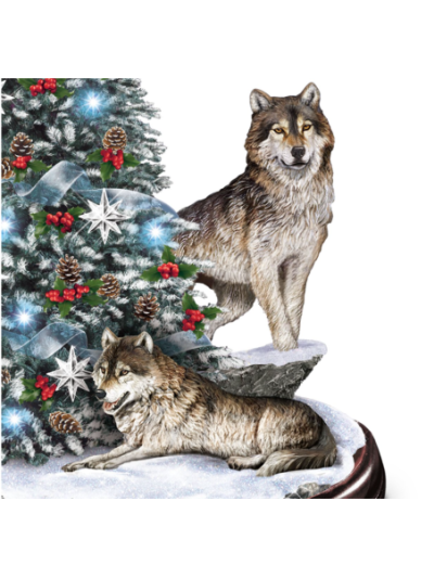 Al Agnew Winter's Majesty Wolf Tabletop Christmas Tree