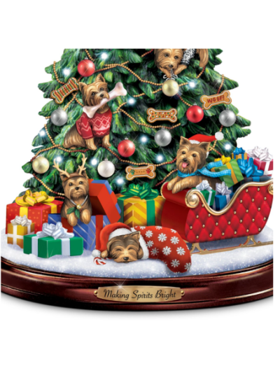 Yorkie Christmas Illuminated Tabletop Tree