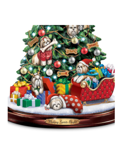 Shih Tzu Christmas Illuminated Tabletop Tree