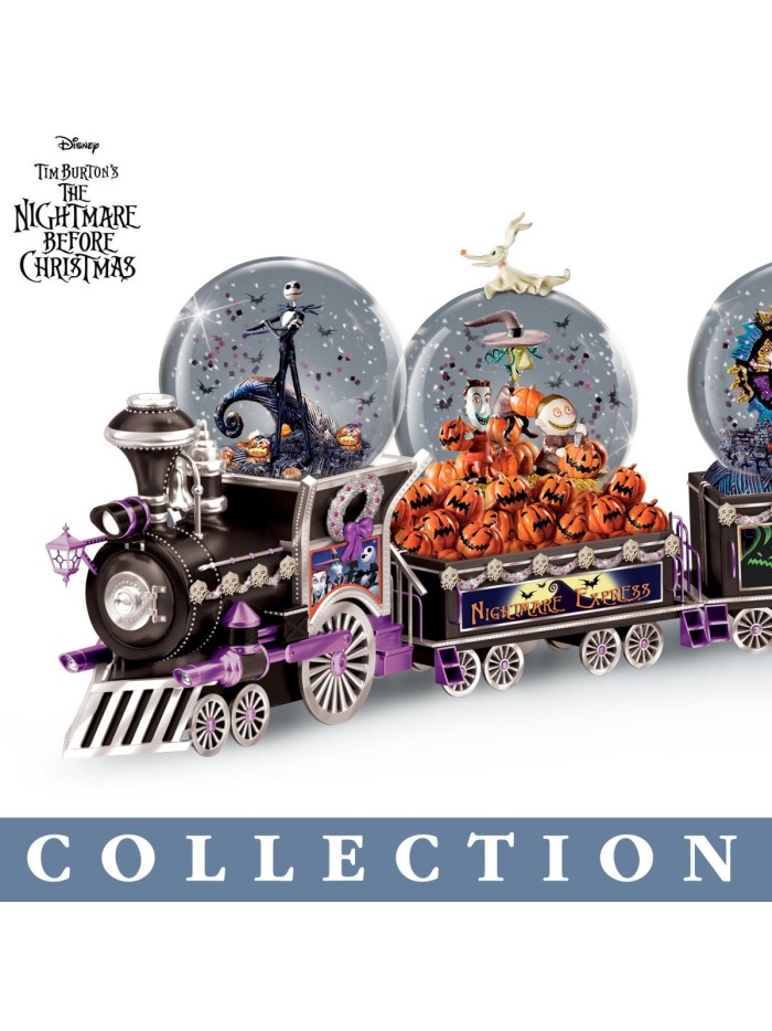 Disney Tim Burton's The Nightmare Before Christmas Musical Glitter Globe Train Collection