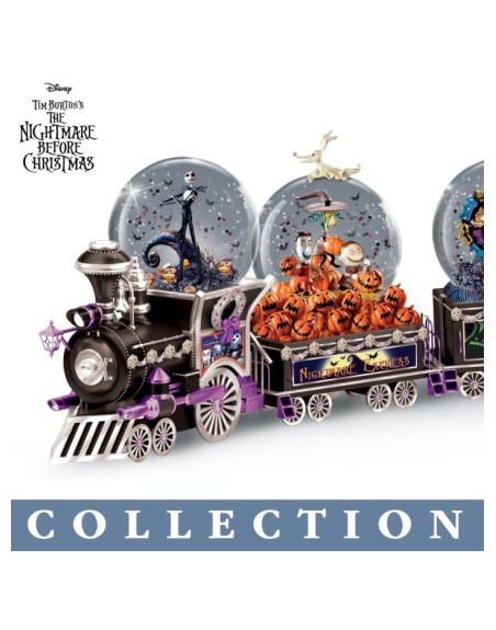 Disney Tim Burton's The Nightmare Before Christmas Musical Glitter Globe Train Collection