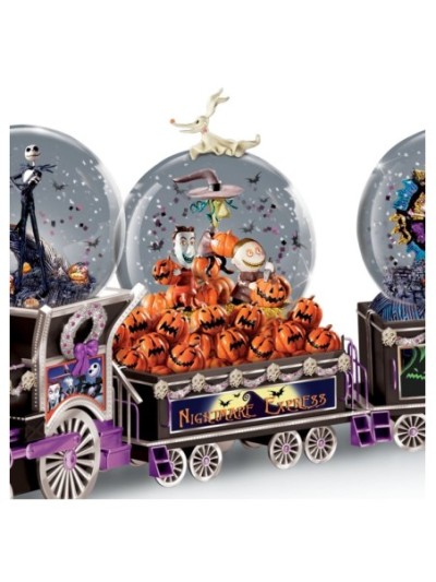 Disney Tim Burton's The Nightmare Before Christmas Musical Glitter Globe Train Collection