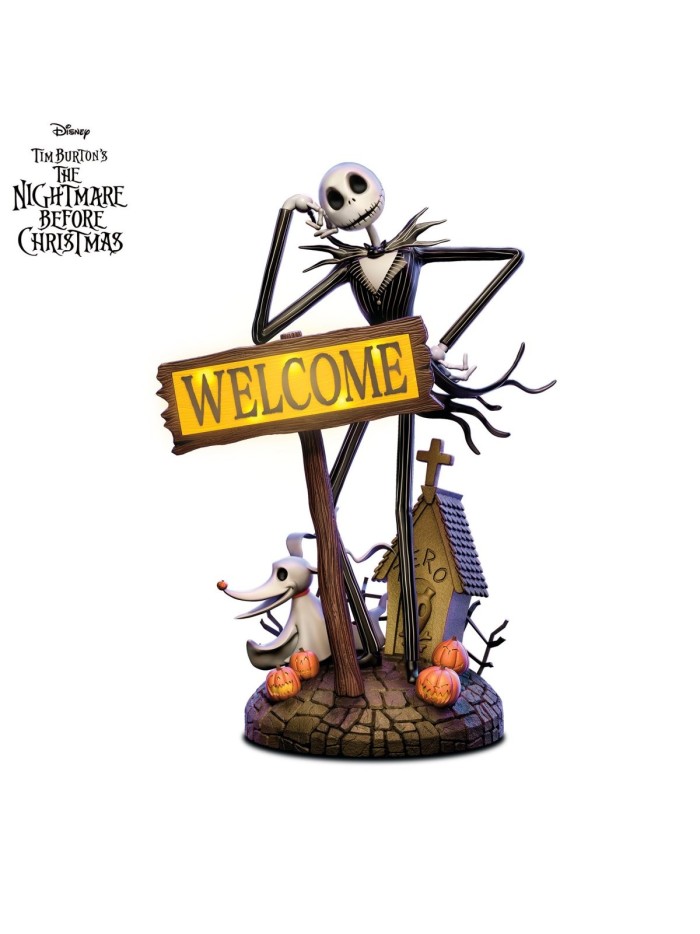 Disney Tim Burton's The Nightmare Before Christmas Jack Skellington Solar Lit Welcome Sign