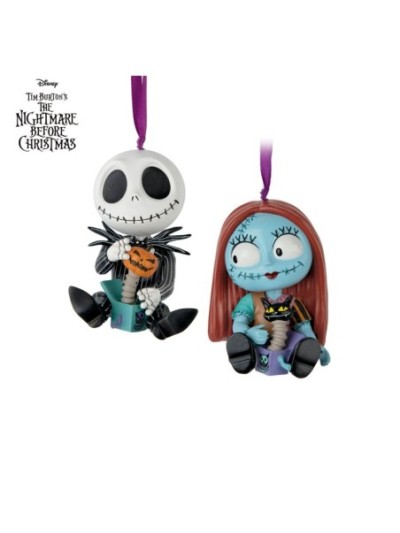 Disney Tim Burton's The Nightmare Before Christmas Jack And Sally Holiday Ornament Duo Set