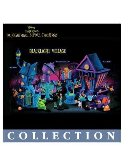 Disney Tim Burton's The Nightmare Before Christmas Black Light Village Collection