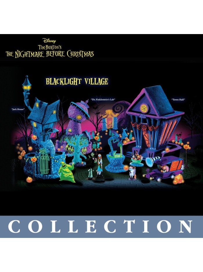 Disney Tim Burton's The Nightmare Before Christmas Black Light Village Collection