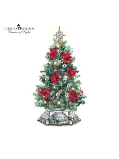 Thomas Kinkade The Warm Glow Of Christmas Always in Bloom Tabletop Tree