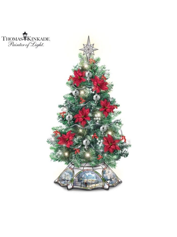 Thomas Kinkade The Warm Glow Of Christmas Always in Bloom Tabletop Tree