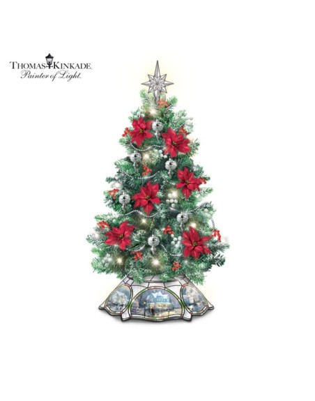 Thomas Kinkade The Warm Glow Of Christmas Always in Bloom Tabletop Tree